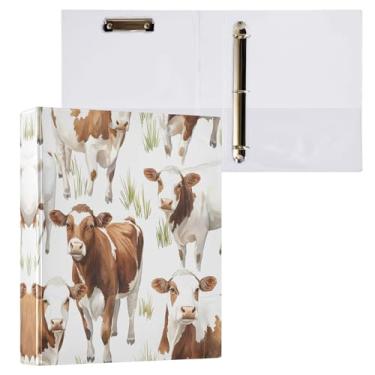 Imagem de STAYTOP Organizador de fichário redondo de vacas rancho, fichário de 3 anéis com prancheta (carta A4), fichário fofo para material de escritório escolar