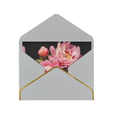 Imagem de SKKNT Cartões comemorativos com estampa de peônia para todas as ocasiões, convites de festa de aniversário de casamento, 12,7 x 15,2 cm