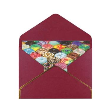 Imagem de SKKNT Cartões comemorativos com estampa de donuts para todas as ocasiões, convites de festa de aniversário de casamento, 12,7 x 15,2 cm