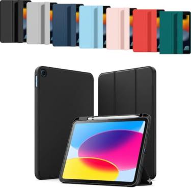 Imagem de Capa Magnética para iPad 10ª e 11ª Geração MSATech – Case Fino de Silicone Premium com Suporte Ajustável, Função Sleep/Wake Automática e Proteção Translúcida Compatível com Modelos A16 (Preto)