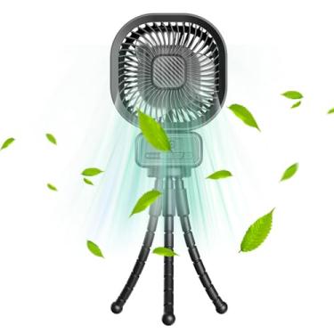 Imagem de Ventilador para Carrinho de Bebê com Tripé Flexível Clip Display LED Bateria 5000mAh Operado por Oscilante Luz Noturna 3