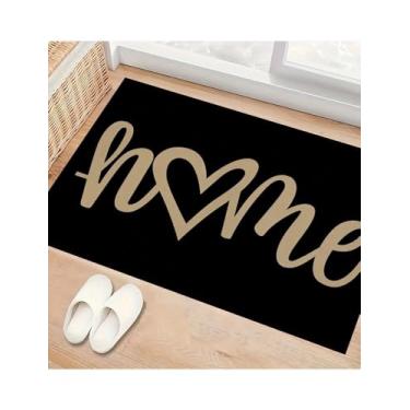 Imagem de Capacho Love Heart, tapete lavável para porta de entrada, banheiro, sala de estar, tapete de lavanderia (40 x 60 cm)