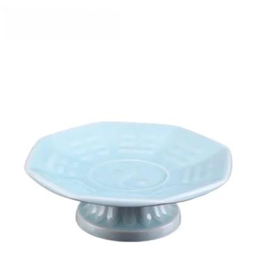 Imagem de FENNYYAR Prato de oferta doméstica de cerâmica Santuário budista Guanyin, 20,5 cm 20,6 cm, God of Wealth Make Offerings To Buddha Fruit Platter