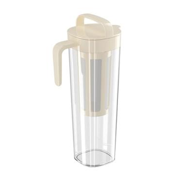 Imagem de Máquina de café frio, cafeteira gelada,Preparador manual de chá e café gelado 1100ml | Bule de frutas geladas com filtro, garrafa de água portátil para geladeira para casa, apartamento, dormitór