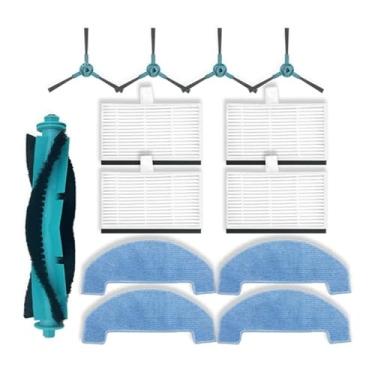 Imagem de Kit de peças de reposição 4 em 1 para aspirador robô - Escova principal + Escova lateral + Filtro HEPA + Pano de limpeza. Compatível com Proscenic Q8/Q8max, Mova E10, Ultenic D10/T10 Lite.