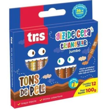 Imagem de Giz De Cera Gizao Tris Tons De Pele 12 Cores Summit Caixa Azul-turques