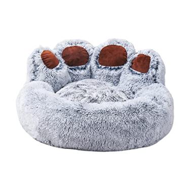 Imagem de Cama de Pelúcia para Cães em Forma Pata Fofa e Macia Pets Gatos Cesto Redondo com Fundo Confortável Recheio Algodão PP Temporada Integral