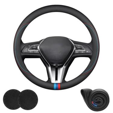 Imagem de Capa de volante de carro de couro Nappa personalizada para Infiniti QX60 Q50 G37 QX50 G35 Q60 FX35 FX37 M35 M37 Acessórios interiores, universal, 38 cm com logotipo, antiderrapante e respirável, preto