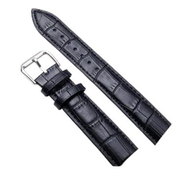 Imagem de ZJchao Pulseira de Relógio de Couro, Fivela de Aço Inoxidável, Cor Fosca, Uso Flexível Com Tingimento Colorido Antialérgico para Homens, Mulheres, Decoração Elegante, 12 Mm 14 (Preto com 14 mm de largura)