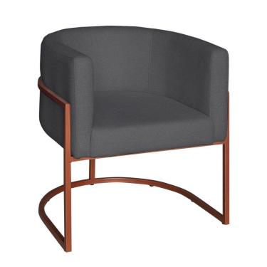 Imagem de Poltrona Base Industrial Bronze Sala De Estar Lety Veludo S05 - D'rossi Cor Grafite