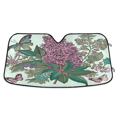 Imagem de Viseira de sol borboleta de planta vintage para para-brisas de carro, viseira de sol para janela de carro, persiana de janela para carro, caminhão, SUV