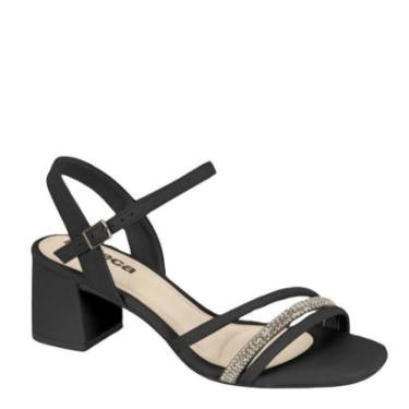 Imagem de Sandália Feminina Salto Grosso Moleca Conforto Casual Verão - Nude/Creme - 37-Feminino