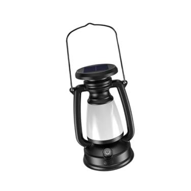 Imagem de Baoblaze Lanterna LED vintage para exterior, decoração de paisagem, luminária de mesa leve e regulável, estilo retrô, ideal para, jardim e quintal, L Black with Solar