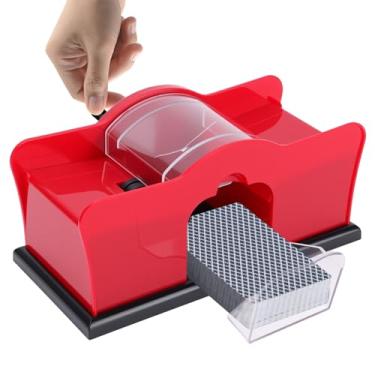 Imagem de Baralhador manual de cartas com manivela, embaralhador manual de pôquer com 2 baralhos, ferramenta de embaralhamento portátil para jogos de cassino, presentes de clube de festa em casa para jogadores