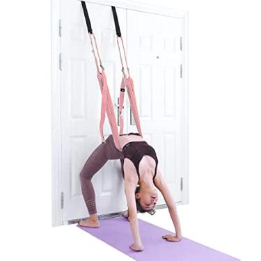 Imagem de Alça de alongamento para ioga, alongador de perna ajustável nas costas, melhora a flexibilidade das pernas nas costas, equipamento de ginástica em casa para reabilitação, pilates, balé, torcida, dividida, ginástica (rosa)