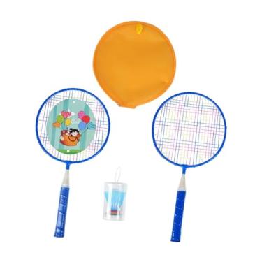 Imagem de simhoa Conjunto de Raquetes de Badminton para Crianças Brinquedo Esportivo com Bolsa de Armazenamento Petecas de Badminton para Crianças Gramado Interior Ext, Azul
