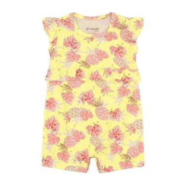 Imagem de Macaquinho bebê menina de florzinhas Brandili Baby, G, Amarelo