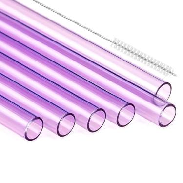 Imagem de Snowfall Canudo de substituição para copo Stanley 30/1,134 g, pacote com 6 canudos reutilizáveis com escova de limpeza, material Tritan (roxo claro, 1,134 g)