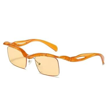 Imagem de Óculos de Sol UV400 - Sem Aro, Lentes Oceânicas, Estilo Punk, para Homens e Mulheres, Esportes ao Ar Livre, Corrida, Ciclismo, Cor Laranja Champagne
