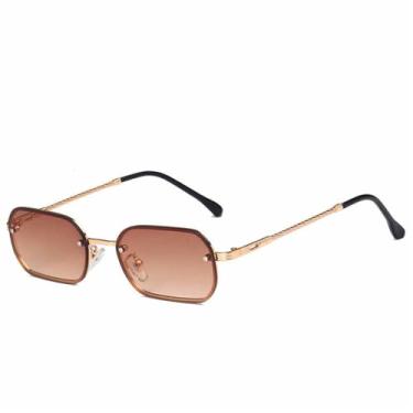 Imagem de Óculos de Sol Femininos Sem Aro em Metal, Cores Candy, Proteção UV400, Ideais para Esportes ao Ar Livre, Corrida e Ciclismo, Cor Chá Dourado