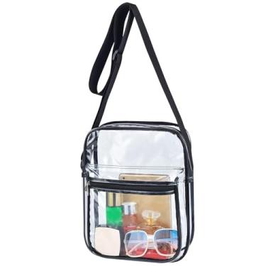 Imagem de Bolsa carteiro transparente GreenPine para trabalho e viagens de negócios para homens e mulheres, aprovada pelo Estádio da NFL – Bolsa transversal transparente para segurança e evento esportivo (C-Grande)