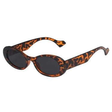 Imagem de Óculos de Sol Femininos Ovais com Armação Pequena em Cores Candy, Proteção UV400 para Esportes ao Ar Livre, Corrida e Ciclismo, Estampa de Leopardo Cinza