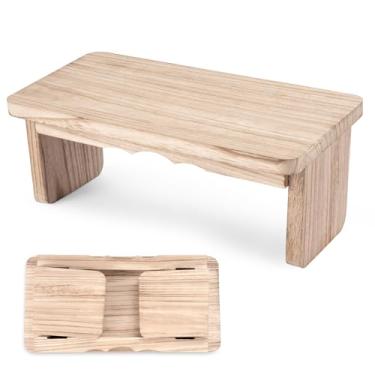Imagem de Elfzone Banco de meditação – Banco de ioga, banco de meditação zen de madeira para ajoelhar para prática de mindfulness, cerimônia de chá e relaxamento, design ergonômico para conforto e apoio