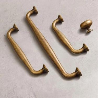 Imagem de Puxador retrô antigo bronze orifício único gaveta de porta de armário liga de zinco puxadores de móveis de armário 1 peça (VS01)