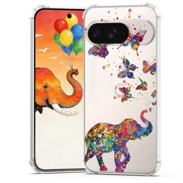 Imagem de BEIMEITU Capa para Google Pixel 9 Borboleta Elefante Bonita, Capa Móvel Feminina Meninas Design Borboleta À Prova de Choque Capa Protetora Infantil Traseira Transparente para Google Pixel 9 Mulheres