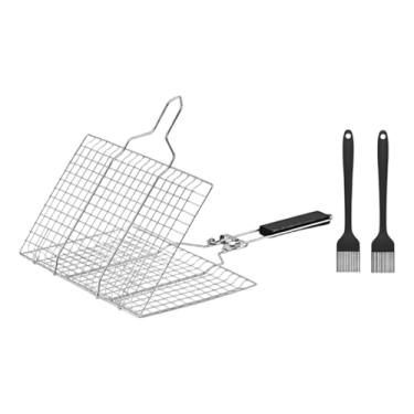 Imagem de Whtkoph Grelha de aço Inoxidável para Churrasco, Grelha para Peixe, Frutos Do Mar, Carne E Bife, Ideal para Camping E Atividades Ao Ar Livre.