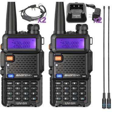 Imagem de BAOFENG Rádio amador portátil UV-5R de longo alcance UV5R banda dupla VHF UHF recarregável rádio bidirecional Walkie Talkies para adultos com fone de ouvido AR-771 kit completo para acampamento, caça