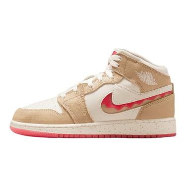 Imagem de Air Jordan 1 Médio SE "Fusion Red" GS, Deserto/marfim pálido/vermelho fusão, 19