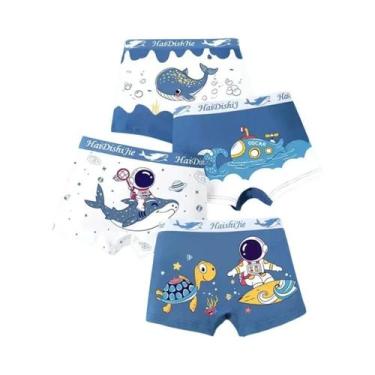 Imagem de Shorts Boxer De Algodão Para Meninos 4PCS, Cuecas Finas E Planas Para 