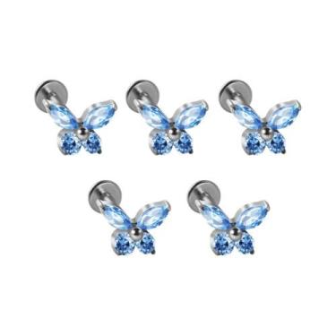 Imagem de Brinco De Piercing Labret Em Titânio Com Zircônia Em Forma De Borbolet