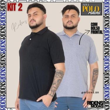 Imagem de Kit 2 Camisa Gola Polo Com Bolso Masculina Tecido Premium - RIDENS, Pr