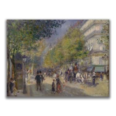 Imagem de Arte de parede em tela Auguste Renoir - pôster de boulevard, pintura a óleo de paisagem famosa, arte impressionista francesa, adequada para decoração de parede de sala de estar, quarto e escritório