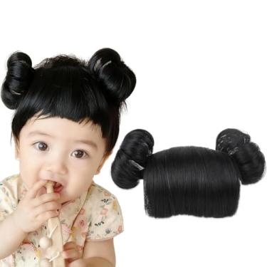 Imagem de Faixa de cabelo sintético infantil, acessório de peruca trançada com fivela ajustável.