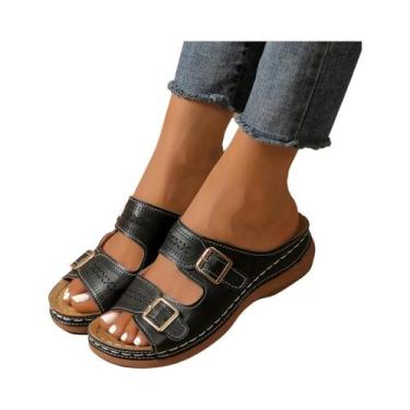 Imagem de Chinelos De Verão Femininos Com Plataforma Wedge, Ortopédicos, Abertos