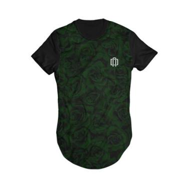 Imagem de Camiseta Longline Rosa Verde Di Nuevo Masculina, Preto, XG