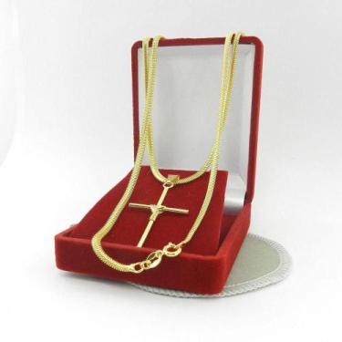 Imagem de Corrente Masculina 60cm 3mm Cruz Palito Folheada Ouro 18k CR736 - Wnbi