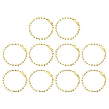 Imagem de Generic 50 peças de corrente de contas de 10 cm e 2,4 mm de diâmetro de metal com etiqueta de cachorro chaveiro bola conector fecho para fazer joias colar artesanato faça você mesmo, ouro