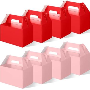 Imagem de Colarr 48 caixas de petiscos para o dia dos namorados, caixas de biscoito com alças, bolsa de papelão rosa vermelha para lembrancinhas de festa 14 x 9 x 9 cm, para festa dos namorados, padaria
