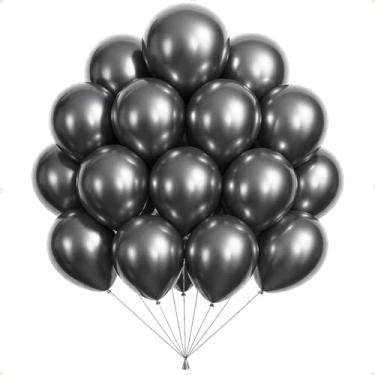 Imagem de Kit 50 Un Balão Metalizado N° 10 Decoração Festa Aniversário Evento Comemoração (Preto)