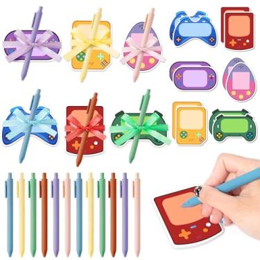 Imagem de BkeeCten Notas adesivas de videogame – Conjunto de artigos de papelaria retrô para console de videogame, kit completo com fitas adesivas canetas para embrulho de presente, material de escritório