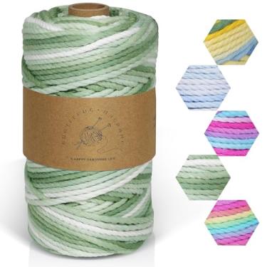 Imagem de AOKISY Cordão de macramê 3 mm x 100 m, 100% algodão, ombré, macramê, corda para pendurar plantas, pendurar na parede, faça você mesmo, sacos trançados, para pendurar na parede, apanhador de sonhos