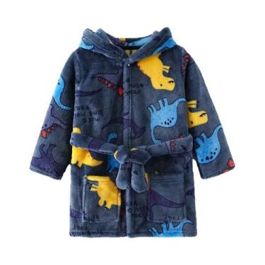 Imagem de Roupão De Flanela Para Crianças Com Estampa De Dinossauro 2-8 Anos Men