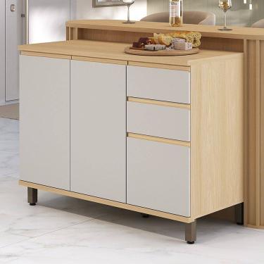 Imagem de Balcao de Cozinha 100 MDF 3 Portas e 2 Gavetas Com Tampo 120cm Aura Luciane Moveis