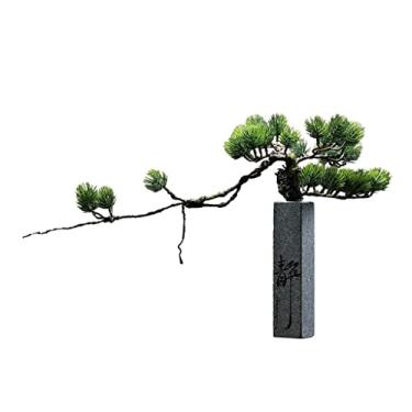 Imagem de Bonsai artificial artificial Zen vaso de flores de pedra decorativa simulação de vara de árvore em vaso para escritório casa ornamentos internos árvore bonsai árvore falsa