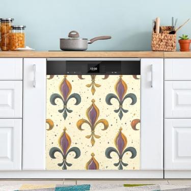 Imagem de ATTX Capa magnética para lava-louças Mardi Gras | Adesivo decorativo de eletrodomésticos de 58 x 66 cm para armários domésticos e eletrodomésticos (117)