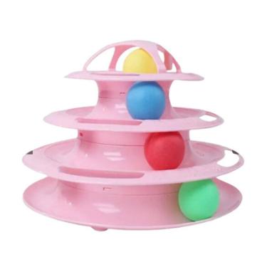 Imagem de Torre Interativa Para Gato Com Bolinhas Cor Rosa 4 Níveis